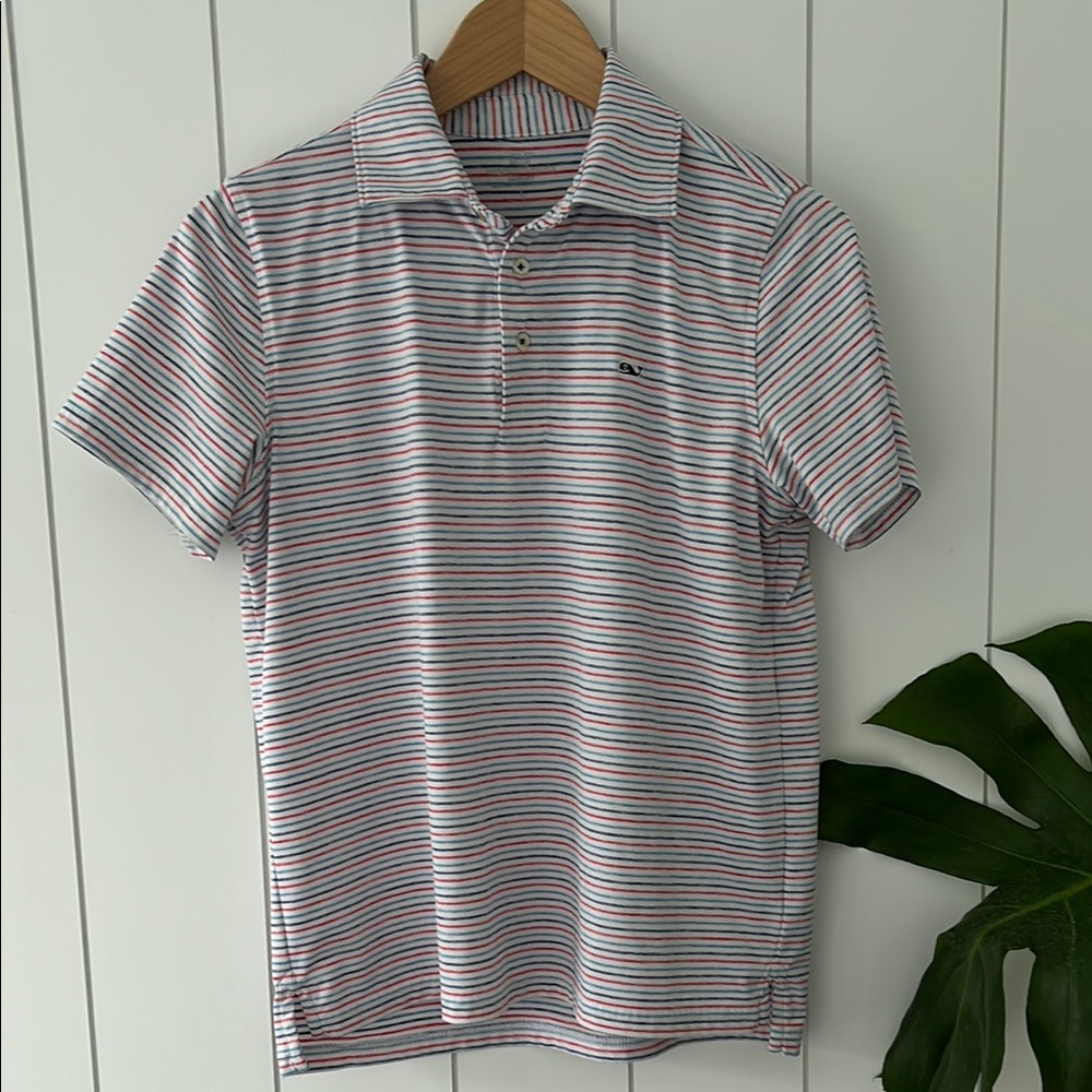 Vineyard Vines Red and White Polo Shirt Classic Stripes